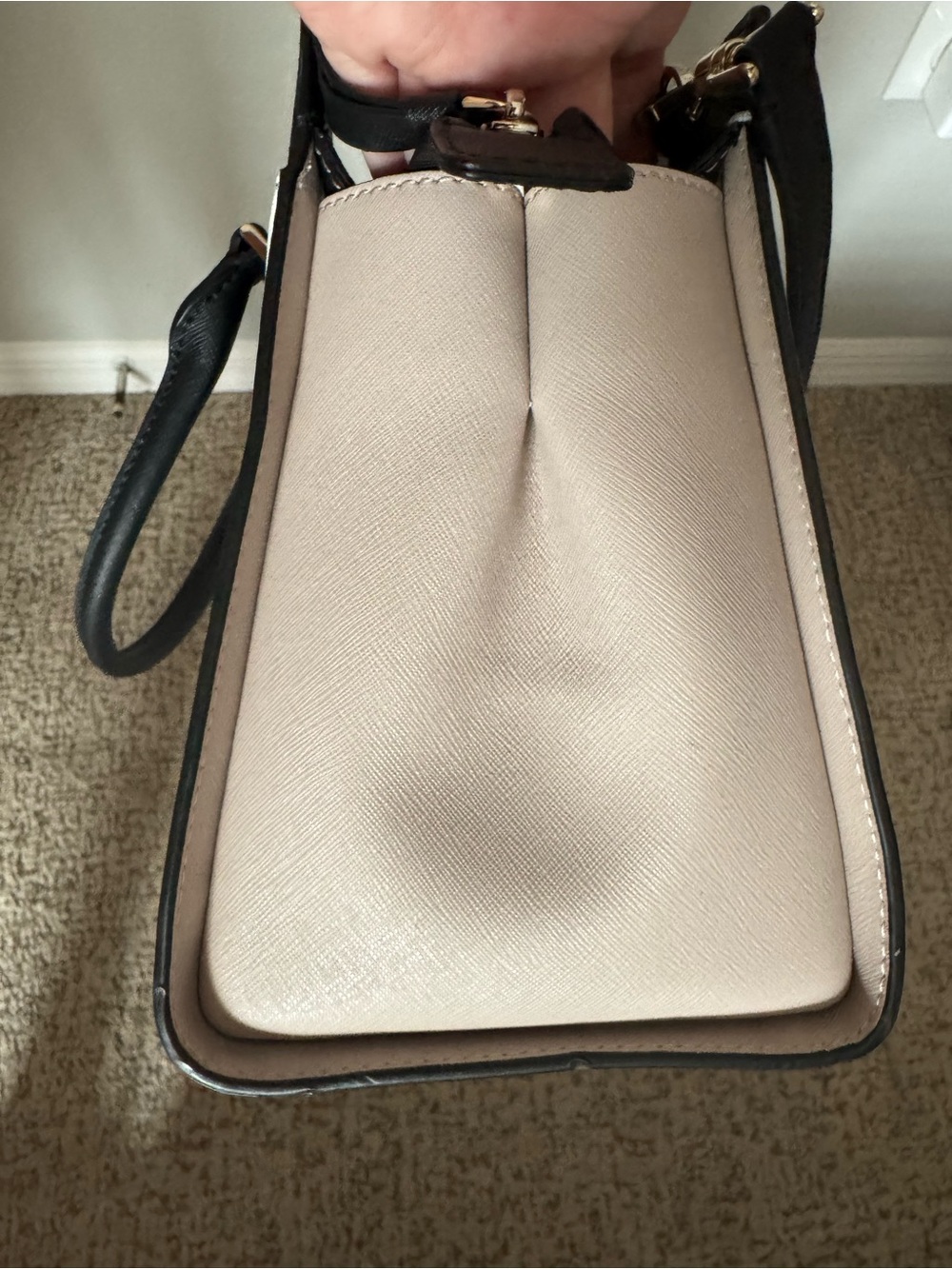 kate spade two-tone white and black leather satchel - Picture 8 of 10